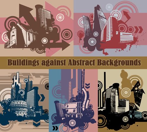 Stock vector - Buildings Against Abstract Backgrounds