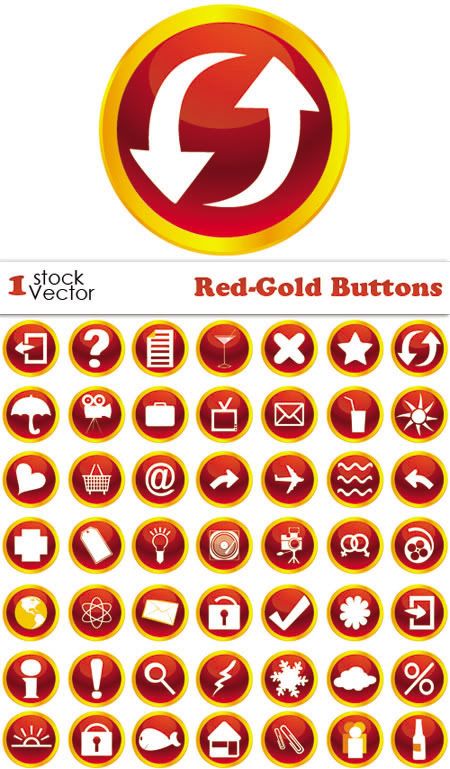 Stock vector - Red-Gold Buttons