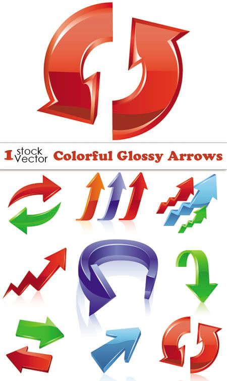 Colorful Glossy Arrows Vector