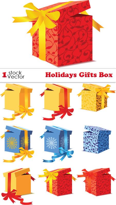 Stock Vector - Holidays Gifts Box