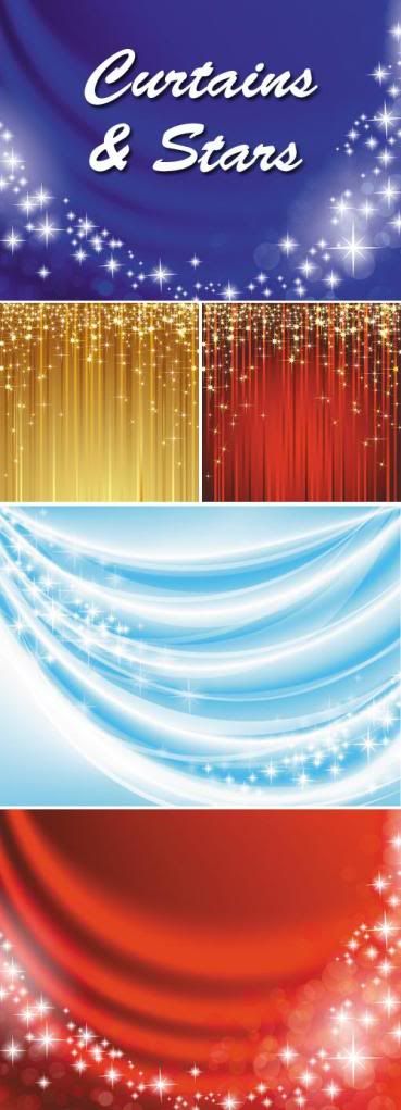 Stock Vector - Curtains with Stars