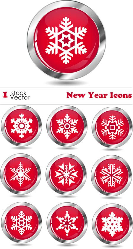 Stock vector - Red New Year Icons