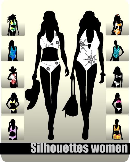 silhouettes of women. Silhouettes bikini women