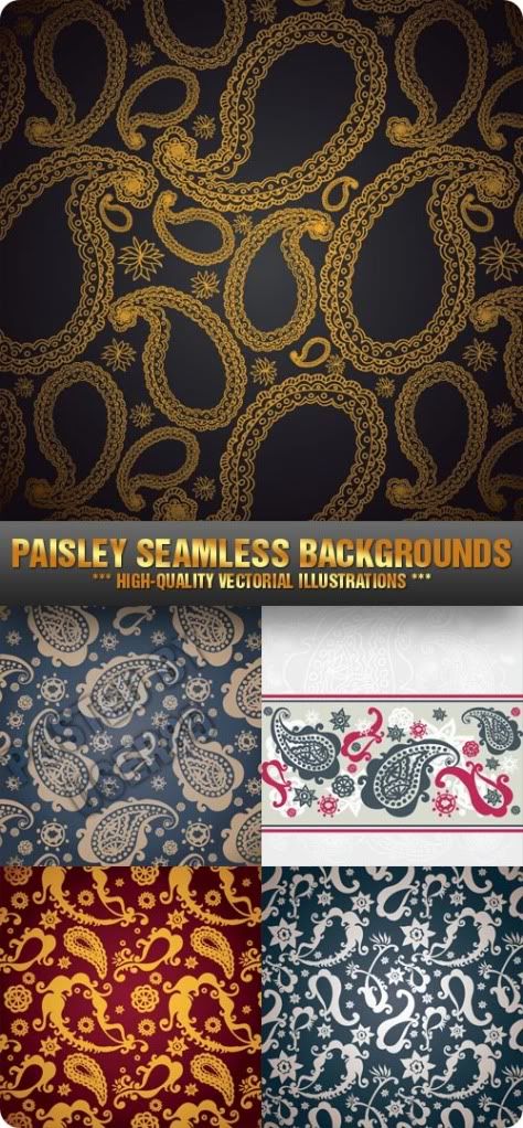 Stock Vector - Paisley Seamless Backgrounds