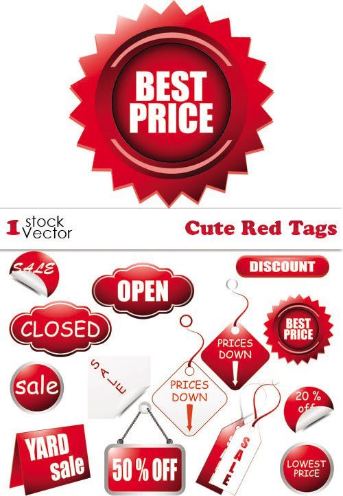 Stock vector - Cute Red Tags