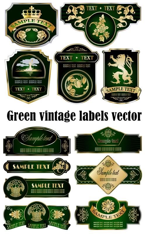 Stock Vectors - Green vintage labels