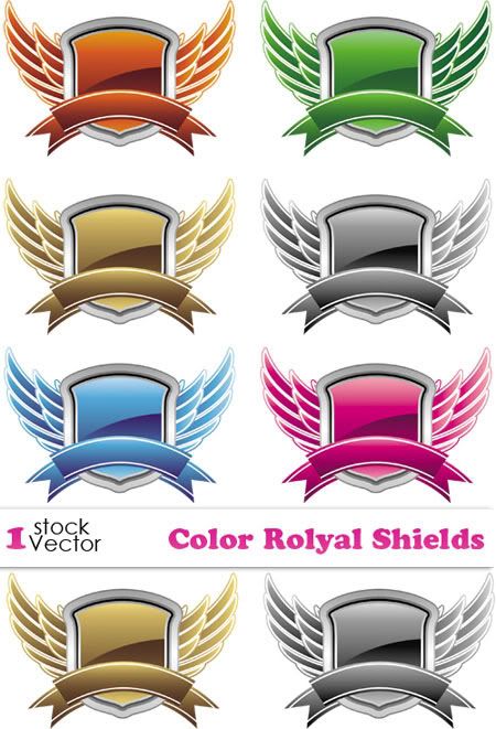 Stock vector - Color Rolyal Shields 2