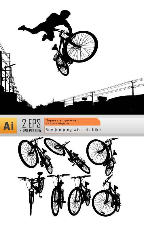 Stock vector - jump with the bike