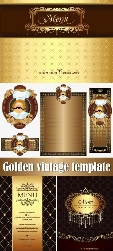 Stock vector - Golden vintage template 