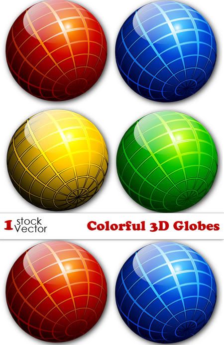Stock vector - Colorful 3D Globes