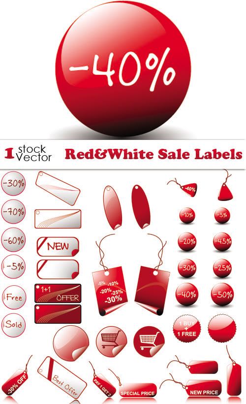 Stock Vectors - Red and White Sale Labels