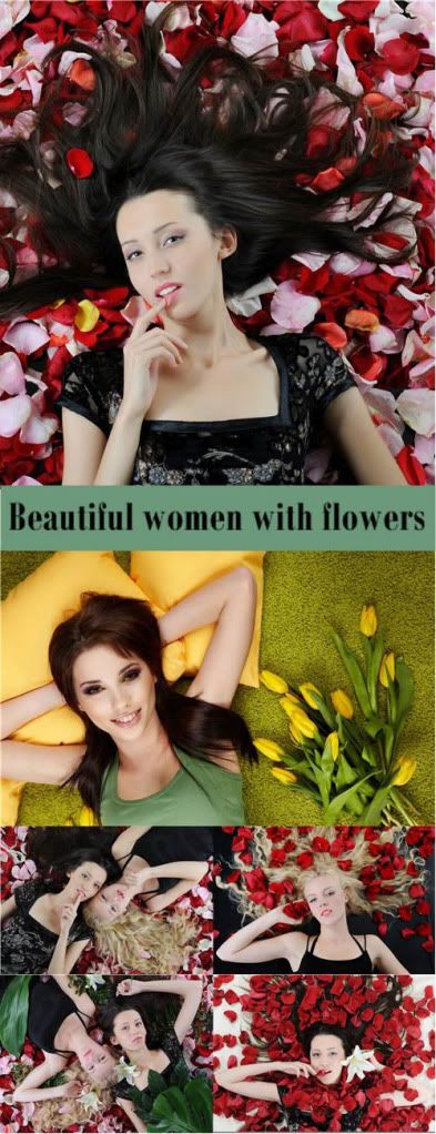 Stock Photo - Beautiful women with flowers