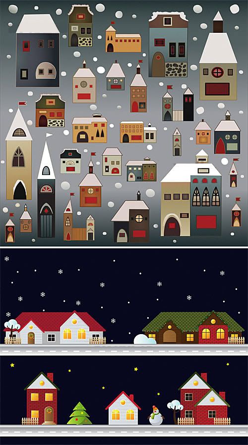Stock vector - Christmas houses