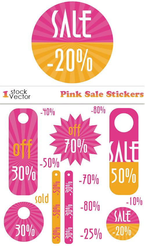 Pink Sale Stickers Vector