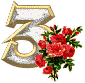 numbers gif photo: Number 3 with a rose TEVILKA-NUMBER3WITHROSES.gif