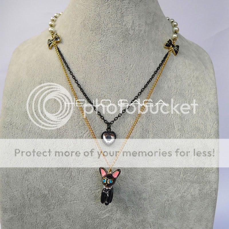 CUTE CAT BETSEY JOHNSON PEARLS NECKLACE  