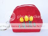 SO LOVELY  TULIP COTTON BAG KEYCHAIN HANDMADE FROM THAILAND,NEW 