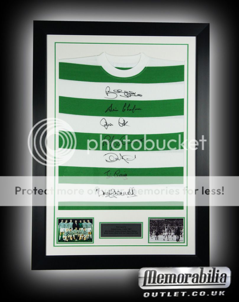 Hand Signed Celtic FC European Cup Final 1967 Shirt   Framed   Lisbon 
