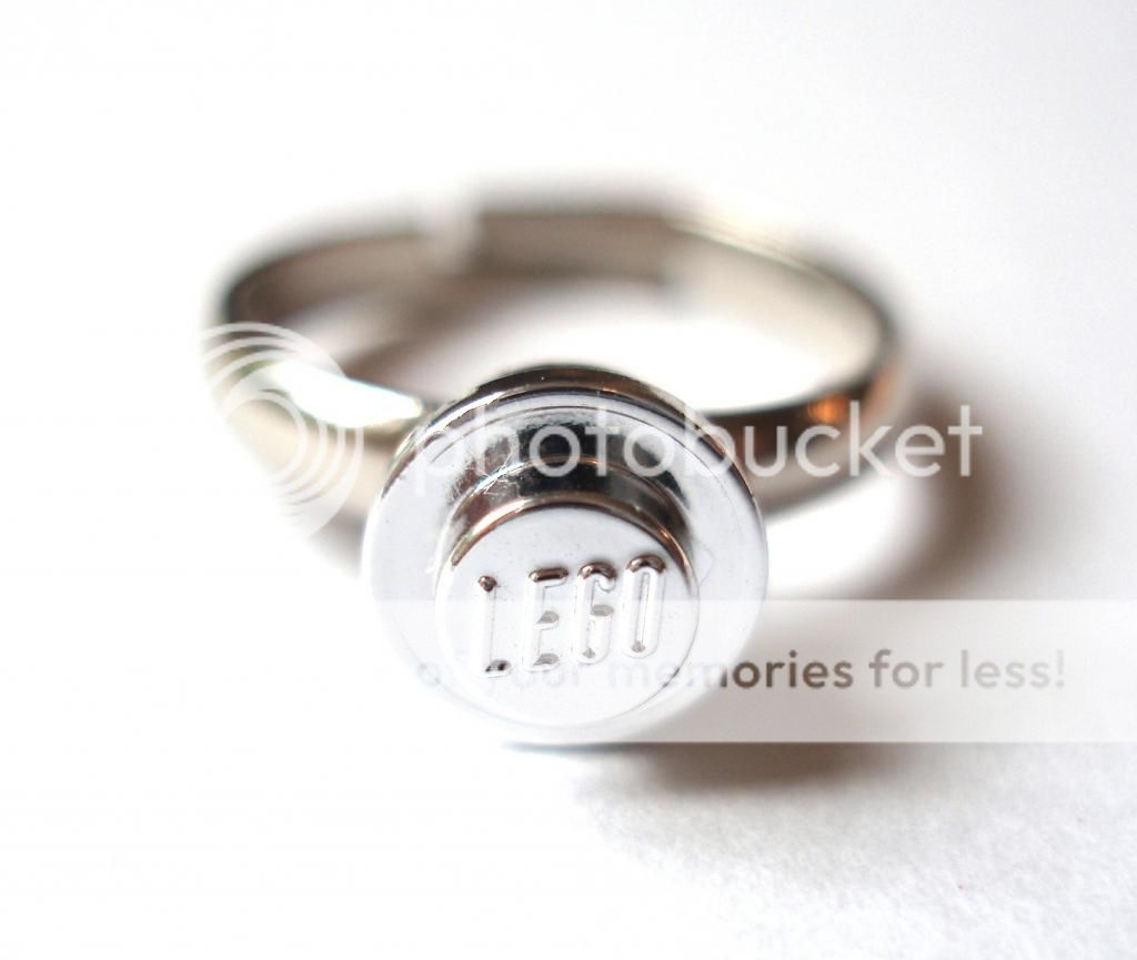 Ring Handmade with Chrome Silver LEGO Stud Engagement Wedding