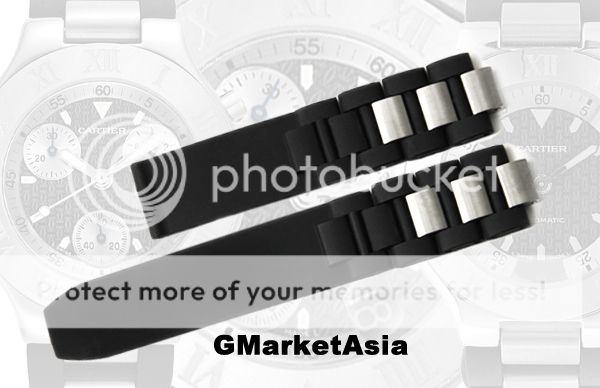 New Black Watch Band Strap Fits Cartier Must 21 Chronoscaph W10125U2 